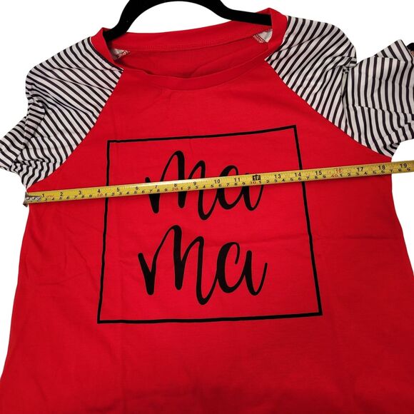 Women's Ma Ma Print Long-Sleeve Raglan Top Red Leopard & Stripes Size Small - Picture 7 of 8